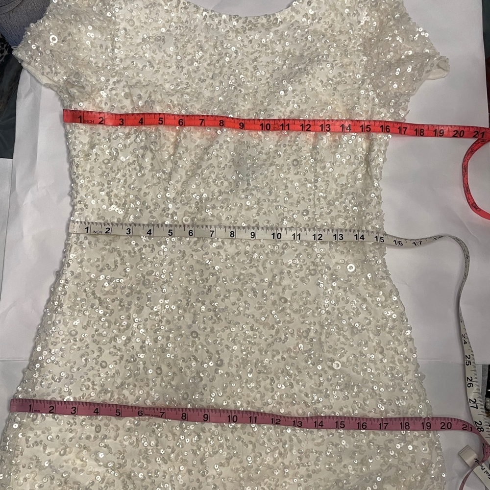 New Adrianna Papell sequin scoop back gown ivory 10 - Picture 16 of 16